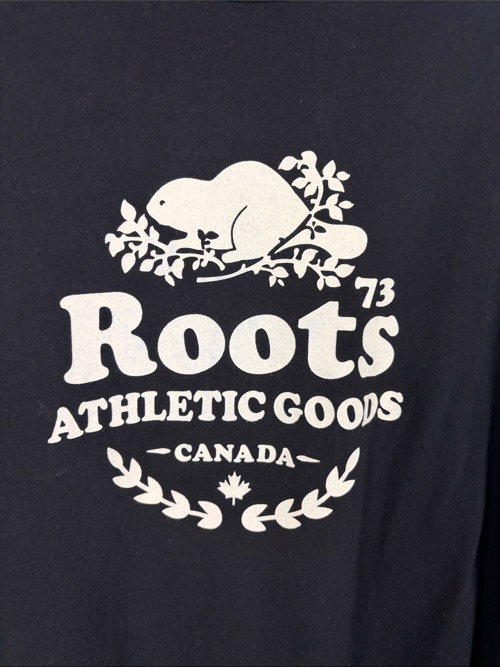 Roots Canada Athletic Goods Logo Long Sleeve Tee Black 100% Cotton Size Large - Picture 7 of 12